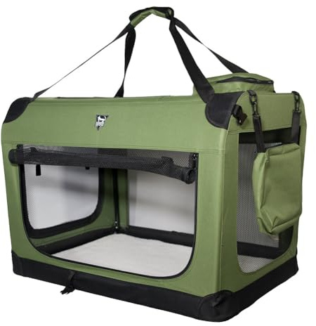SPOCADO Palace Transporttasche für Hunde und Kleintiere - vielseitige Öffnungen, doppelte Tragegriffe, optimale Frischluftzufuhr - versch. Varianten verfügbar (Grün, 70 x 52 x 52 cm)