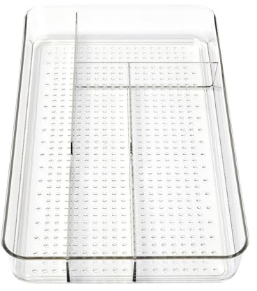 Dial Industries Small Cutlery, Utensil, Silverware Kitchen Drawer Organizer Tray, Clear