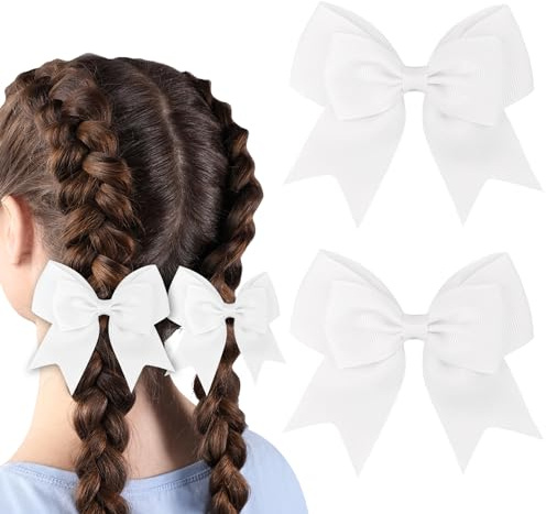 2 Stück Schleifen-Haarspange, Mädchen-Haarschleifen, französische Haarschleifen für Frauen, große Satin-hairclip, weiße Haarschleife für Frauen und Mädchen
