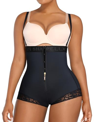 SHAPELLX Shapewear for Women Tummy Control Fajas Colombianas Body Shaper Butt Lifting Panties Strapless Bodysuit Black XL