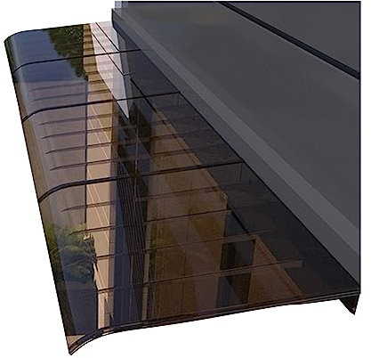 Fenstermarkise, Türvordach, unsichtbare Eingangsmarkise, Gebogene Polycarbonat-Abdeckung für die Haustür, Außenterrasse, Gartenvordach (Farbe: Braun, Größe: 15,75 x 118,11 Zoll/40 x 300 cm)