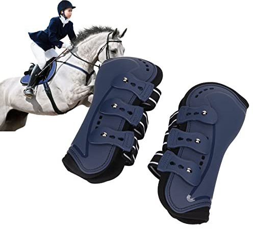 JOROBURO 1 Paar Pferde-Vorderbeinstiefel, Stoßdämpfung, Leichter Schützender Pferdebeinschutz, Pferde-Vorderbeinschutz, Stiefelwickel, Schutzstiefel für Springshow-Training, Blau(L)