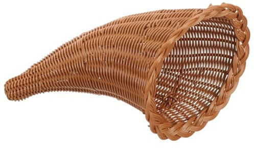 MERRYHAPY Geflochtener Füllhornkorb in Hornform Aufbewahrungskorb Für Obst Und Brot Multifunktionaler Lebensmittelhalter