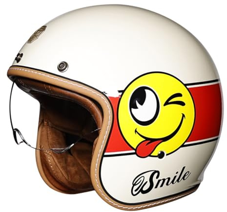Retro Style Jethelm Motorradhelm Helm Scooter-Helm mit ECE Zertifiziert Mofa-Helm Retro Motorrad Half Helm Mit Visier Moped Scooter Cruiser Jet Helm 3/4 Helm für Damen Herren