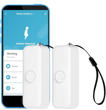 Wi-Fi Motion Sensor: Smart Motion Detector PIR Infrared Motion Sensor for Alarm System & Smart Home Automation, App Remote Monitoring, Compatible with Alexa (2-Pack)