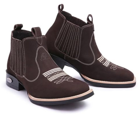 Stickerei Cowboystiefel Herren Quadratische Zehen Vintage Chelsea-Stiefel Klassische Stiefel Wasserdicht-Leder Kuhfell,Dark Brown,41 EU