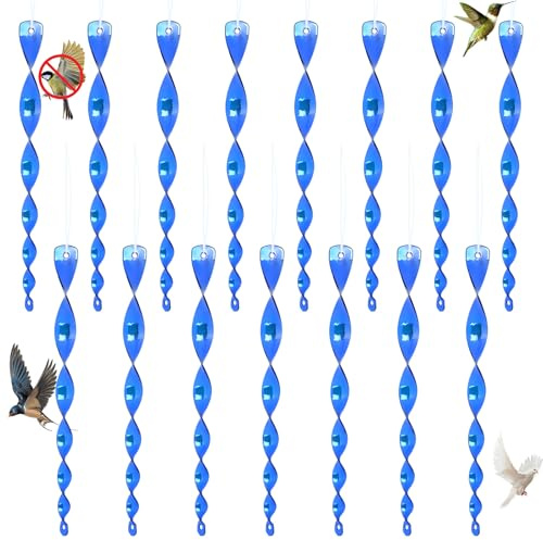 Reflektierende Vogelschreck, 15pcs Reflektierende Vogelabwehrstäbe, Vogelabwehr Windspiel, Heterooptischer Vogelabwehr, Vogelabwehr Spirale, für Gemüsegarten, Balkon, Obstbäume