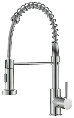 Kitchen Sink Tap, 2 Function Kitchen Sink Mixer Taps with Pull Out Spray,360° Swivel High-arc Kitchen Mixer with Pull-Down Sprayer,Brushed