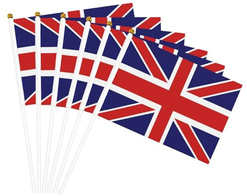Piccola mini bandiera inglese con stampa palmare, bandiera sventolante su entrambi i lati, 14 x 20,8 cm