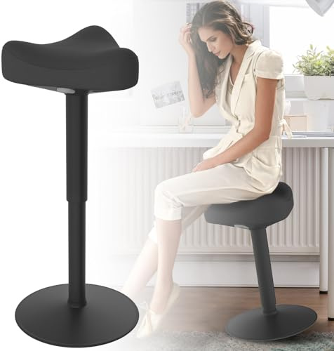 UISEBRT Taburete ergonómico, altura regulable 47-65 cm, taburete de pie antideslizante, para salón, dormitorio, oficina, color negro