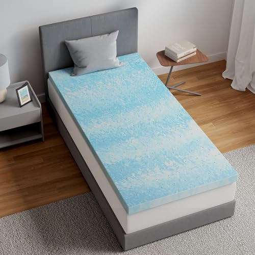 Novilla Memory Foam Mattress Topper Twin - 2 Inch Cooling Gel Infused Memory Foam | Slow-Rebound Pressure Relief | CertiPUR Certified | Comfort for Sleeper Sofa, RV, Camper, Dorm Room