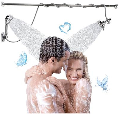 NJDQFA Colonne De Douche pour Couples,Multimodal Ensemble De Douche Set,Double Pommeau De Douche Réglable Barre De Douche