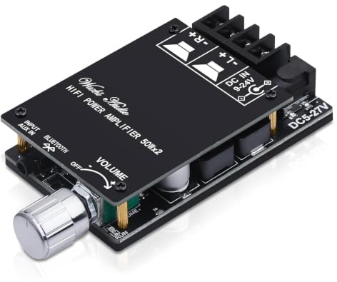 HiFi-Verstärker ZK-502C Bluetooth 5.0 Mini Stereo-Audioverstärker | 2.0 Kanal 50W X 2 Leistungsverstärker-Empfänger modul mit BT/AUX-Eingang für Hauslautsprecher, DC 9-24V