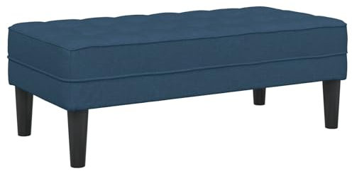 vidaXL Ottomán Tapizado Azul 113 cm x 57 cm para Asientos en la Sala con Tela Resistente a Manchas, Diseño Cómodo, Soporta hasta 110 kg, Fácil de Montar, Mobiliario de Interior. Estilo Minimalista y