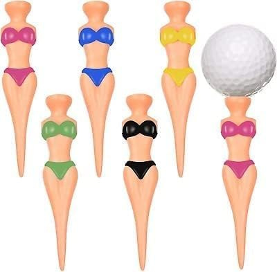 Zhhuoc 6 Stück/Set lustige Kunststoff-Golf-Tees, 76 mm, Kunststoff-Golf-Tees für Zuhause, Golf-Trainingszubehör