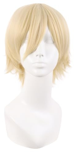 MapofBeauty 30 cm Synthetische Cosplay Gerade Kurze Perücke, Gemischt Gold | 12 Zoll Perücke