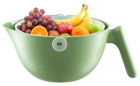 Scolapasta per cucina – Scolapasta girevole per lavare verdure | Scolapasta a doppio strato per cucina per bacche, insalate, girevole per alimenti