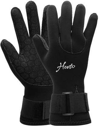 Hevto Dving Gloves Men & Women 3mm Neoprene GBS Scuba Dive Wetsuit Gloves Keep Warm in Cold Water (G6A-Black, M)