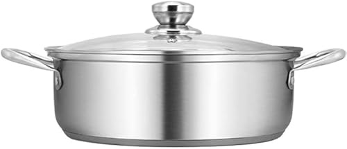 Sartén antiadherente con tapa de cristal, acero inoxidable de 32 cm, ideal para saltear, freír, cocinar a fuego lento, duradero y versátil esencial para la cocina