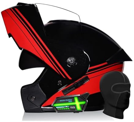 Casco Da Moto Modulare Bluetooth, Casco Integrale Apribile, Casco A Doppia Visiera Omologato ECE/DOT For Turismo E Corse(A,L(58~59CM))