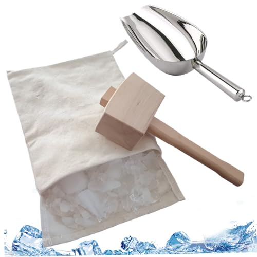 Gcroet Ice Mallet and Bag with Ice Scoop 3Pcs/Set Food Grade Manual Crusher Reusable Professional Crusher for Home Use Bar Party Bartending..