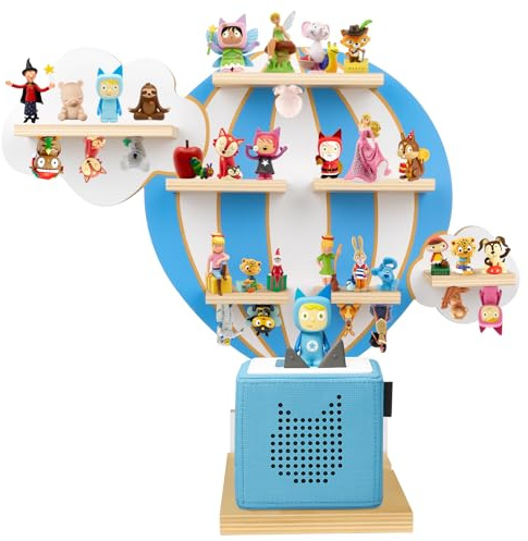 Tonie Regal Heißluftballon & Wolken, Wandregal Standregal für Toniebox & Figuren, Toniebox-Regal für Mädchen Jungen, Perfekte Aufbewahrung im Kinderzimmer, Zubehör für Toniebox 1 & 2 Starterset, Blau