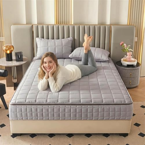 Coprimaterasso con Cerniera Lampo Trapuntato – Fodera Materasso Completa a 6 Lati, Guscio Protettivo Traspirante e Lavabile per Letto Singolo e Matrimoniale, Morbido(Grigio,120x190x20cm)