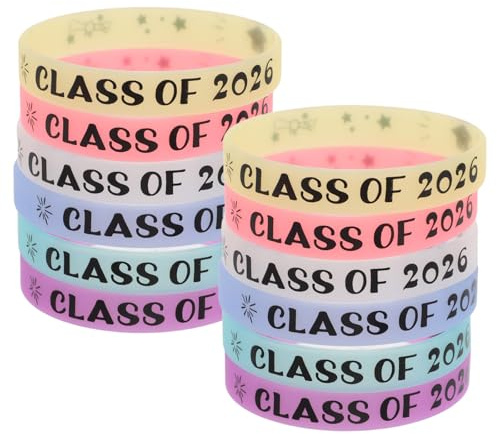 HINTRMENT 12 Pezzi Bracciali in Silicone per Laurea 2026, Resistenti e Skinfriendly, Effetto Luminoso al Buio, per Cerimonie di Fine Anno Scolastico e Feste di Diploma