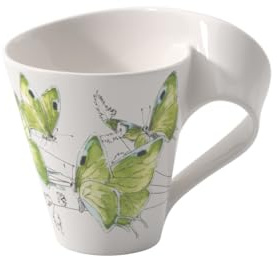 Villeroy & Boch Newwave Kaffe Deep Green Hairstreak Kaffekopp, 300 ml, Höjd: 11 cm, Premium Porslin, Grön