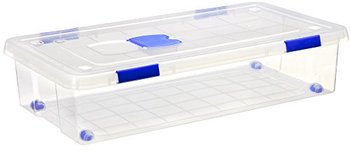 Gran caja de clasificación de plástico con ruedas (Mod. 16), Transparente, 1 unidad