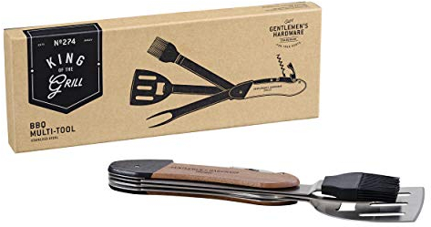 Gentlemen's Hardware Attrezzo Multiuso per Barbecue, Include: spatola, forchetta, apribottiglie e cavatappi, Il Compagno Perfetto per Grigliare in Legno di Acacia e Acciaio Inox, GEN274UK, 5 in 1