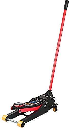 ViGOR Hydraulik Rangier-Wagenheber V6028 I Turbo-Lift-Funktion I Stahlkorpus I Für den Radwechsel oder Reparaturen am Fahrzeug, rot-schwarz