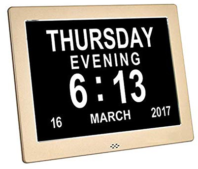 Orologio da tavolo con calendario Digital Calendar Day Clock Metallo Extra Large Numbers Impaired Vision Alarm Orologio elettronico Extra Large Non abbreviato per Senior Anziani Orologio da tavolo 8 