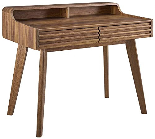 Modway Render Mid-Century Modern Writing Desk in Walnut