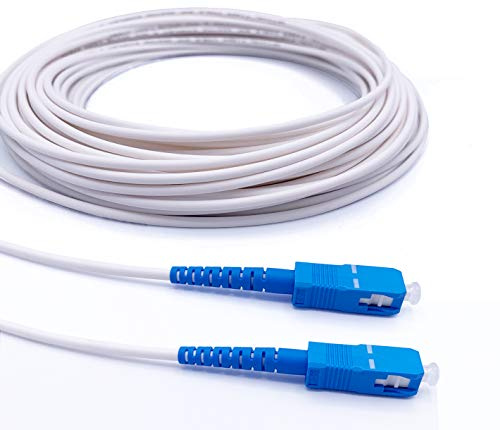 Elfcam® - Câble Fibre Optique Simplex Monomode SC/UPC à SC/UPC, Blindage et Connecteur Renforcée,Perte Très Fiable - Blanc (5M)