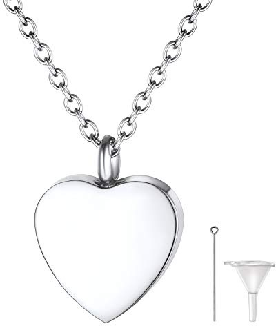 FindChic Collana con Ciondolo Urna per Ceneri a Forma Cuore in Acciaio Inossidabile Ciondolo Portaceneri Cremazione Cane Gatto Collana Cuore Regalo per Cremazione