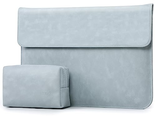 HYZUO 13 Zoll Wildleder Laptop Hülle für MacBook Air 13,6/13 M4 M3 M2 M1 2025-2018, MacBook Pro 13 M2 M1 A2338 A2289 2025-2016, Surface Pro 11, XPS13, mit Kleine Tasche, Blass blau-H