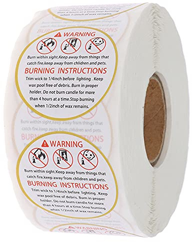 YSSMAO 500 unids/Rollo Etiqueta de Advertencia de Vela Tarro de Vela contenedor Pegatinas Impermeable Cera de fusión Etiqueta de Seguridad Etiqueta de Voto Etiqueta 3,8 cm,C