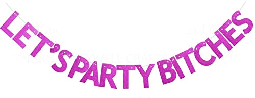 Lets Party Bachelorette Party Girlande Party Dekoration Glitzer Papier Kartonage Mädelsabend Junggesellenabschied (3)