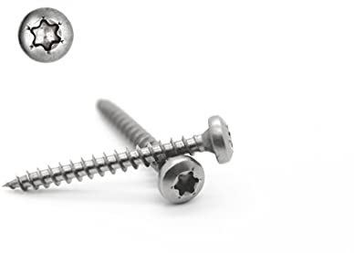 KTH 50 Stück Spanplattenschrauben 5x40 mm - A2 Edelstahl - Torx - TX25 - Halbrundkopf PAN HEAD - Vollgewinde - Holzschrauben (50, 5x40)