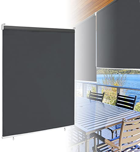 ACXIN Außenrollo Senkrechtmarkise Sonnenschutzrollo Verdunkelungsrollo Rollo Beschattung Sonnenschutz Balkonrollo UV Schutz (140 x 140 cm, Anthrazit)