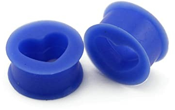 Lieson Ohr Tunnel Ohrringe 10mm, 2 Stück Tunnel Silikon Rund Herz Hoop 00G Flesh Tunnel Blau