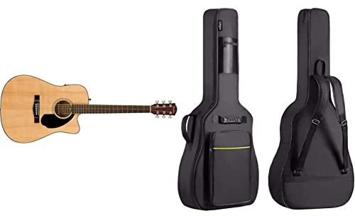 Fender Dreadnought, Walnuss-Griffbrett, natürlich & CAHAYA Gitarrentasche Akustikgitarre Gig Bag Guitar Case wasserdicht gepolsterte Gitarre Rucksack Verdickte Gitarrentasche