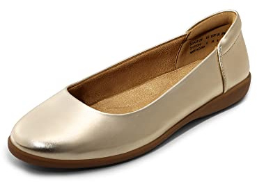 DREAM PAIRS Bailarinas Planas Mujer,Size 43,Oro,SDFA2312W
