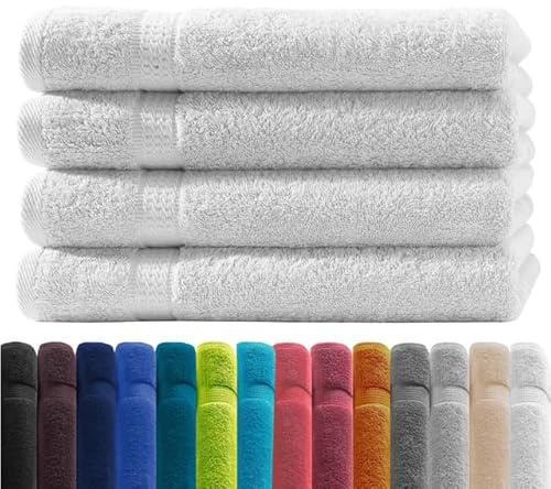Zestri Frottier Gästehandtuch 4er-Set | Weiß 30x50 | 100% Baumwolle 500g/m² | Öko-Tex Standard 100 Handtuch Gästetuch