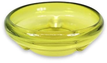 Verano Spanish Ceramics Recycled Glass Ola Footed Glass Bowls - Decorative New Home Living Dining Room Décor Side Table Shelf Display Décor Flower Plants Decorations Ornament Holder - Yellow