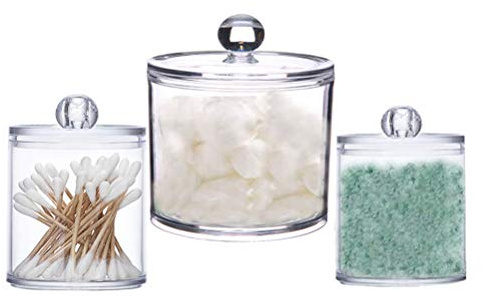 TOPINCN Organizador de Almacenamiento de Tocador de 3 uds., Contenedor de Bastoncillos de Algodón Acrílico Transparente, Organizador de Bolas de Algodón para Baño, Tarro