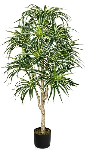 Artificial Tree Dracaena 120cm/4ft Artificial Spider Plant Fake Plants Tree Tropical Floor Plants With Lifelike Leaves Dracaena Spike Trees for Indoor for Home Office Corner Indoor Outdoor Decoration