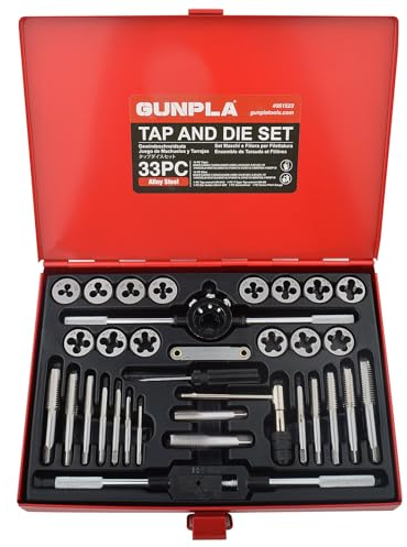 Gunpla Juego de 33 Piezas de Terrajas y Machos de Roscar Métrico/Pulgadas (BSP y NPT), Herramientas para Hacer Roscas