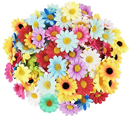 MisFun 100 Stücke Kunstblumen Daisy Blütenköpfe, Seide Gänseblümchen Blütenköpfe, Künstliche Gänseblümchen, Fake Blumenköpfe, Klein Daisy Deko, Künstliche Blumen Daisy Ideal für DIY Basteln Hochzeit